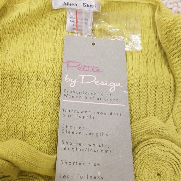 Alison Sheri Lime Asymmetrical Size S/P  Sweater - Picture 4 of 6